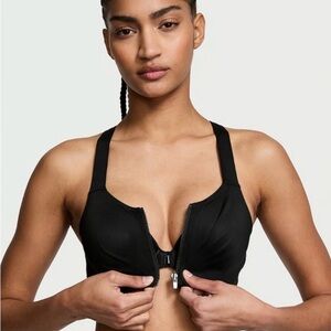Women's Black Zip-Front Sports Bra